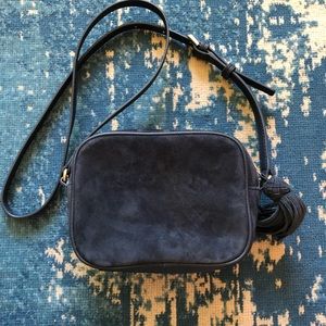 Blue Faux Suede Bag